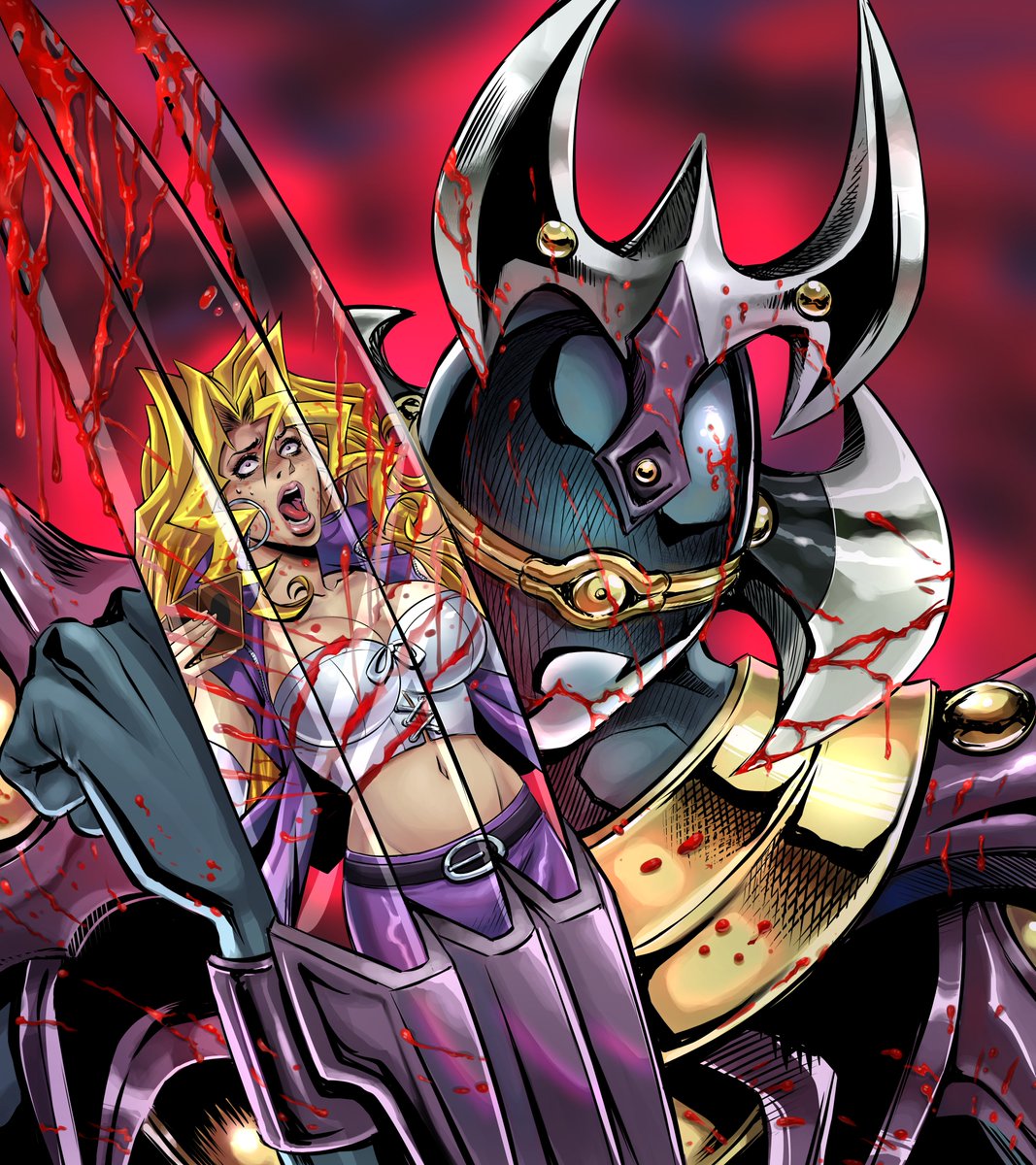 mentakoY2K's tweet photo. [C0mmissh] Thanks a lot to the wonderful @Obey_Marik !! =DDDDD💕 I looooved working on this piece based on the Marik vs Mai duel in the manga and Todd Mcfarlane's Wolverine vs Hulk cover https://t.co/ePp8XgQ56T