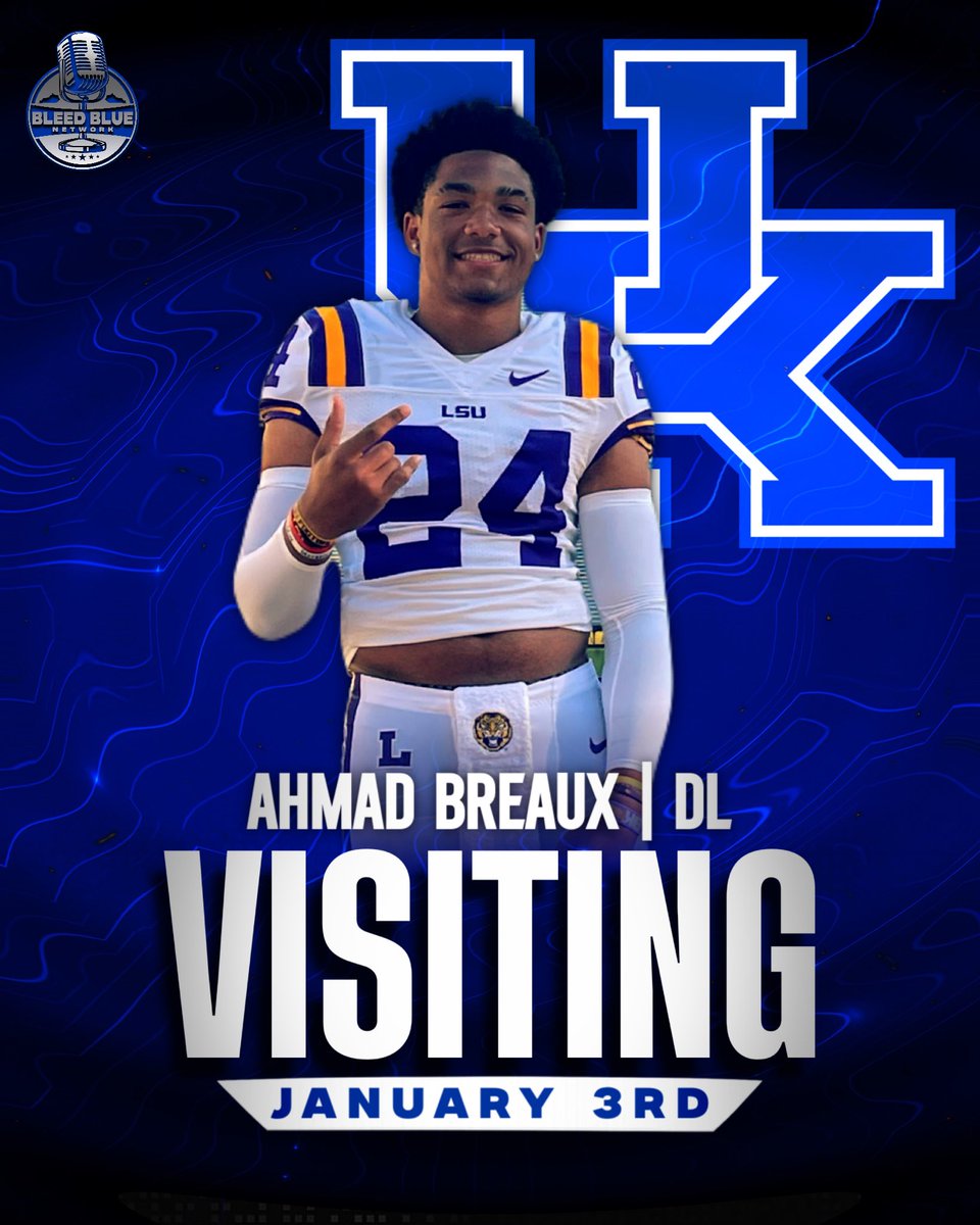 BleedBNetwork's tweet image. NEW: Ahmad Breaux will visit Kentucky tomorrow, per reports.

The 6’3, 278lbs DT totaled 18 tackles, 2.5 TFLs, and 0.5 sacks this past season.

Definitely one to keep an eye on. 👀