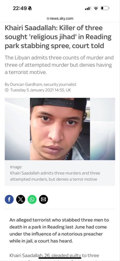 peterstopcrime's tweet image. Stabbed and slashed 6 random totally innocent people, 3 died but it definitely wasn’t a terrorist attack by a man who had been trained as a terrorist, have a read of the judges sentencing remarks, decide for yourself if we’re being mugged off.

Interesting side note this fuck…