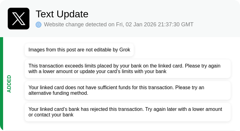 xUpdatesRadar's tweet image. Text strings change detected (Website).