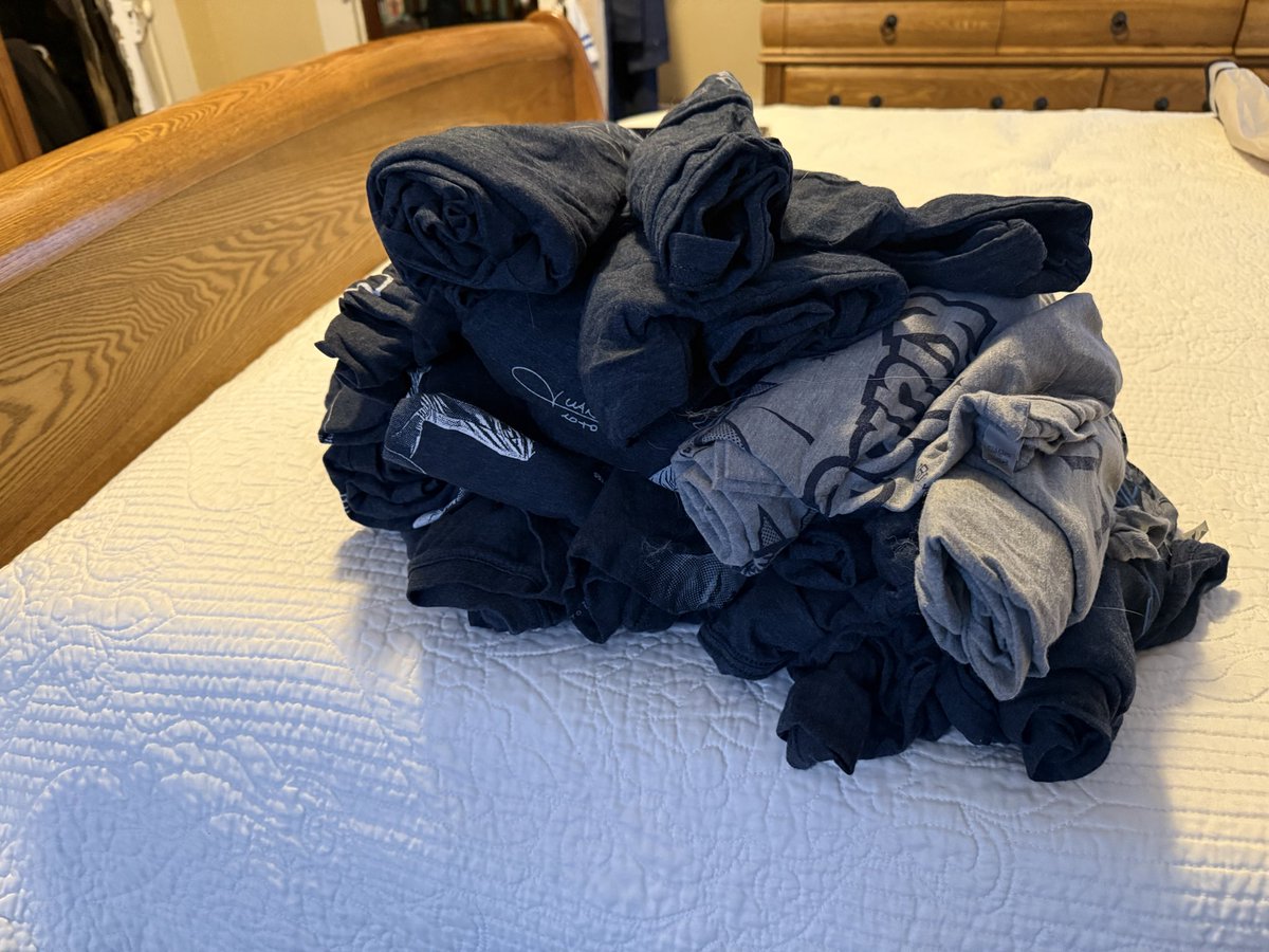 helenboy's tweet image. Did a refresh of the @RotoWear shirts I have. Pic 1 is current shirts. Pic 2 is retired shirts of people who aren’t Yankees anymore. Pic 3 is gift shirts Rotowear has sent me thru the years. Yes, I do love Rotowear!