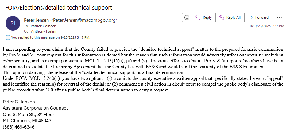 COVER-UP?  
Macomb County Clerk Anthony Forlini appears to have removed from the Macomb County website the Forensic Audit Report that he has been touting as one of the reasons he should be Michigan's next Secretary of State. 

See: macombgov.org/sites/default/…

No worries.  You can