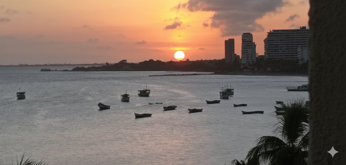 El atardecer de hoy #02ene sobre el Estado Nueva visto desde Porlamar, isla de Margarita, Venezuela 🇻🇪.

Vía <a href="/bmwplaya/">RAFAEL MORENO URQUIA</a>