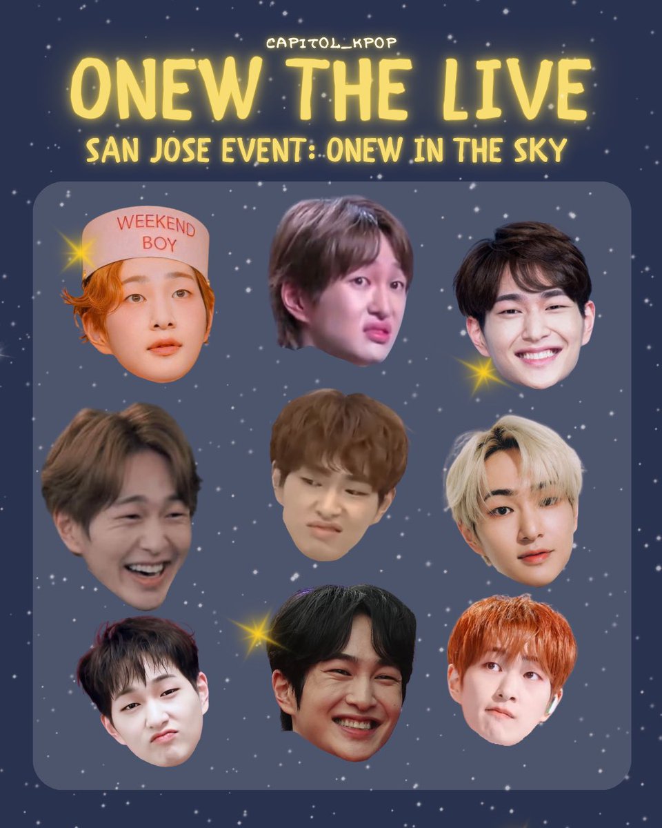 Onew the Live: Percent in San Jose 
Concert Event: Onew in the Sky

Prior to the concert, we will be handing out custom Onew pickets, featuring many different Jinki faces! When Onew comes back out for the encore, raise your picket up and show him that he’s the only star in our