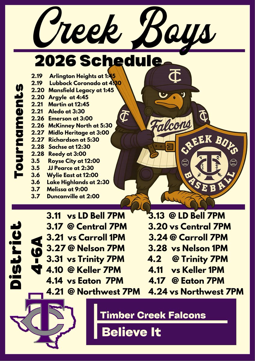 Timber Creek Falcon Baseball tweet media