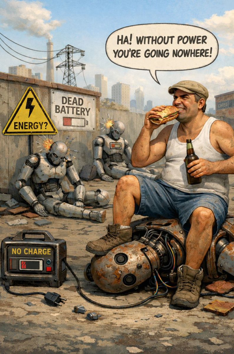 AnalyticsWeb_it's tweet image. Everyone talks about humanoid robots taking over the world thanks to AI 🤖
Smarter machines, autonomous systems, almost “human”.
Yet there’s one small detail that has remained unsolved for more than a century, energy ⚡
Without energy, nothing moves.
Not AI, not robots...