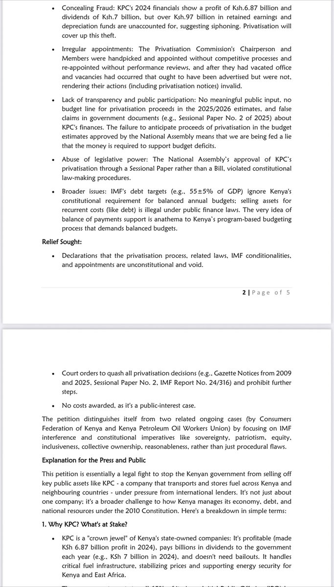 OkiyaOmtatah's tweet image. DEFENDING KENYA’S STRATEGIC ASSETS: PETITION FILED TO STOP KPC PRIVATISATION

On 2 January 2026, together with Bernard Muchiri Muchere and Naomi Nyakerario Misati, we filed a constitutional petition at the High Court of Kenya challenging the proposed privatisation of…
