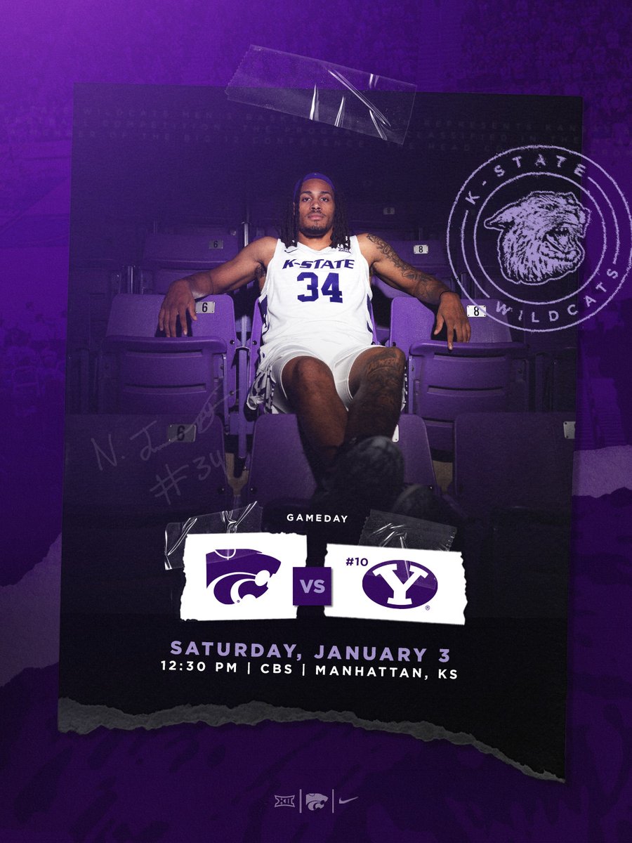 KStateMBB's tweet photo. BIG 12 OPENER

🆚 #10 BYU
📍 Bramlage Coliseum | 12:30PM CT
🔗 https://t.co/JzW2xKQtE6 https://t.co/9yvcd5ufVn