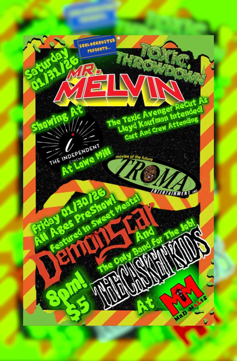 TCKCongregation's tweet image. Congregation! Fri. Jan. 30th We’re On The Toxic Throwdown Presented By @schlockbuster Supporting   @unclelloydkaufman And His Theatrical Release Mr. Melvin! Playing W/ @demonscarband Featured In @sweetmeatsfilm @madmaltsbrewing In Huntsville, AL. ALL AGES, $5 Door! Stay Killer!