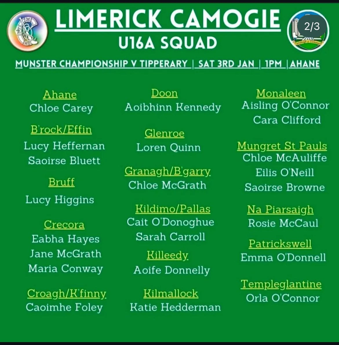 Bruff Camogie Club tweet media