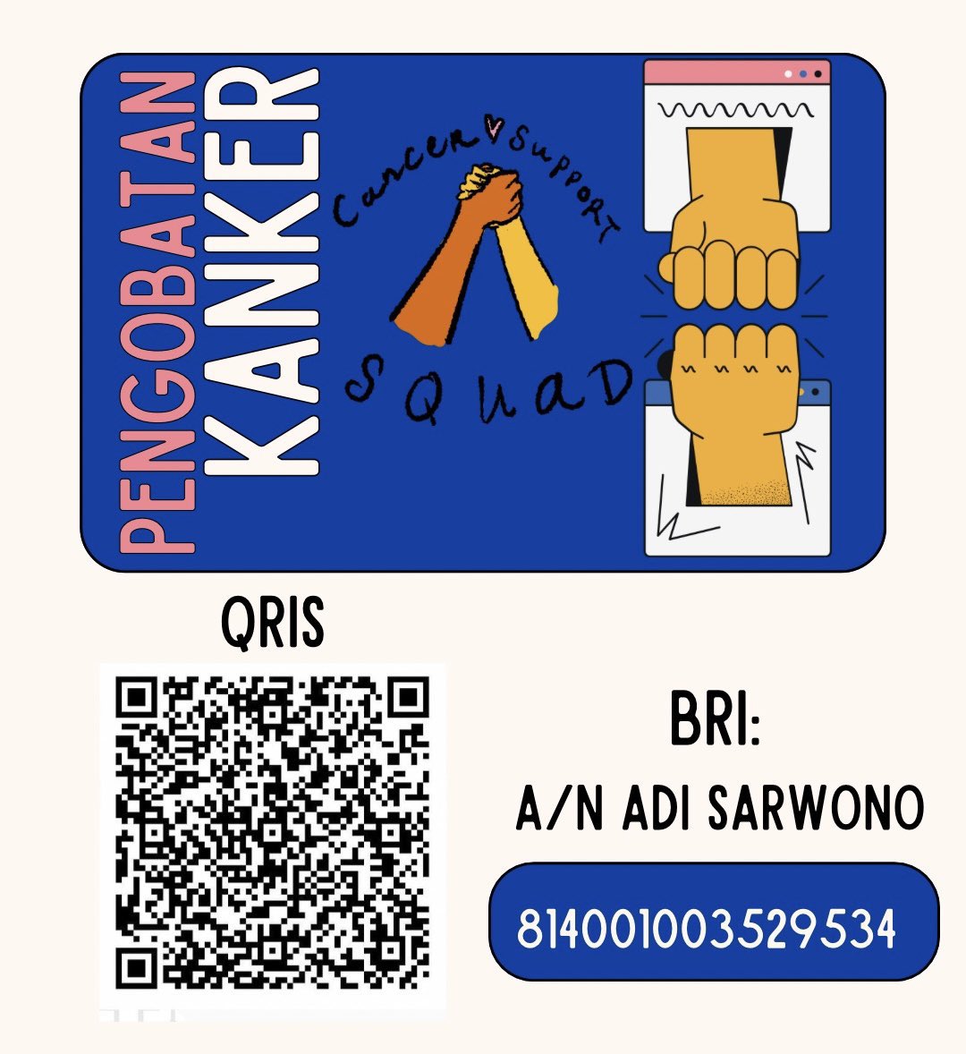 Teman semua mohon dukungan dan bantu sharenya ya. Berapapun, sangat berharga untuk kami berjuang 🎗️