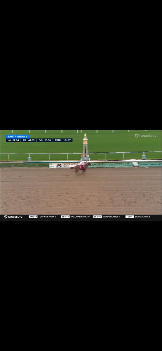 Llegó la primera de Jara en Santa Anita con el ejemplar DIRTY WORDS y creo que en tiempo récord para la pista de dicho hipódromo. 61’4 para 1100mts