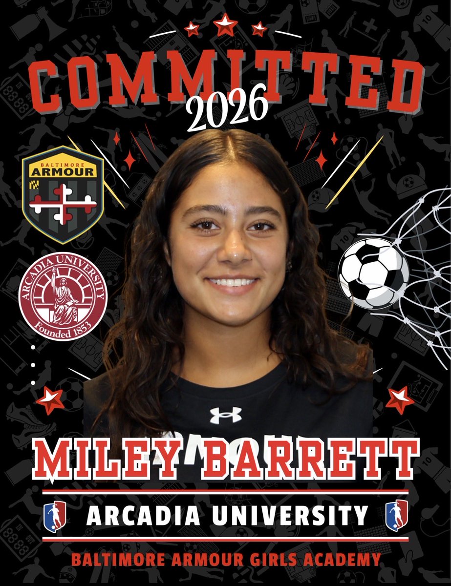 ⭐️Congrats to ‘07/08 Baltimore Armour GA team member, Miley Barrett, on her commitment to Arcadia University, where she will be furthering her academic &amp; athletic career with the Knights in ‘26.
❤️Best wishes! <a href="/bmorearmour/">Baltimore Armour</a> <a href="/GAcademyLeague/">Girls Academy</a> <a href="/Arcadia_WSOC/">Arcadia WS</a>