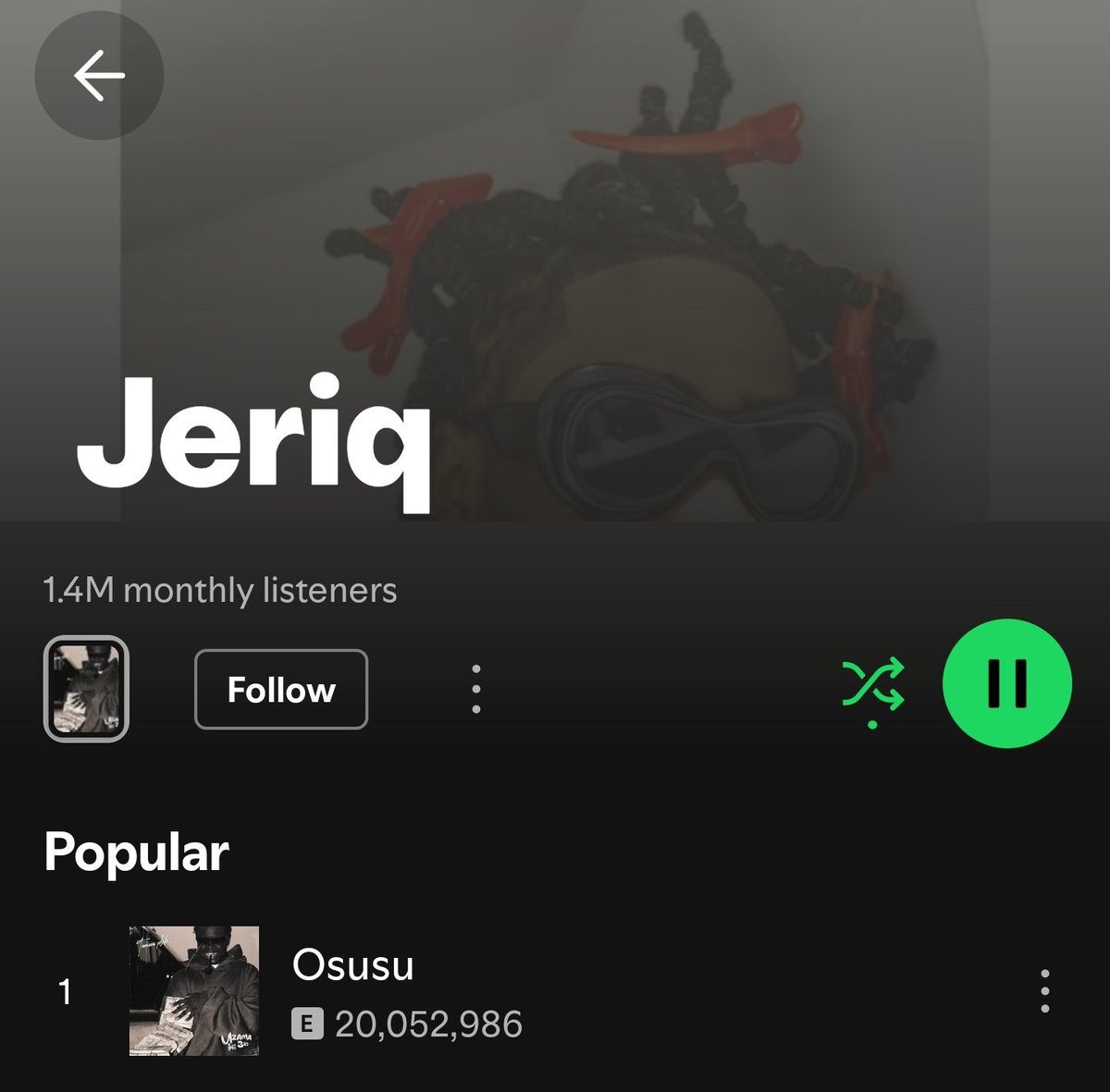 .<a href="/Famouspluto_/">Famouspluto</a> and <a href="/jeriqthehussla/">jeriqthehussla</a> osusu has surpassed 20m streams