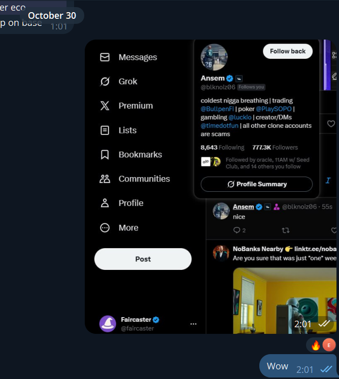 if you think <a href="/blknoiz06/">Ansem</a> is new to base, you are wrong

he is watchin <a href="/faircaster/">Faircaster</a> for 3mo already

what will be his next move on base?