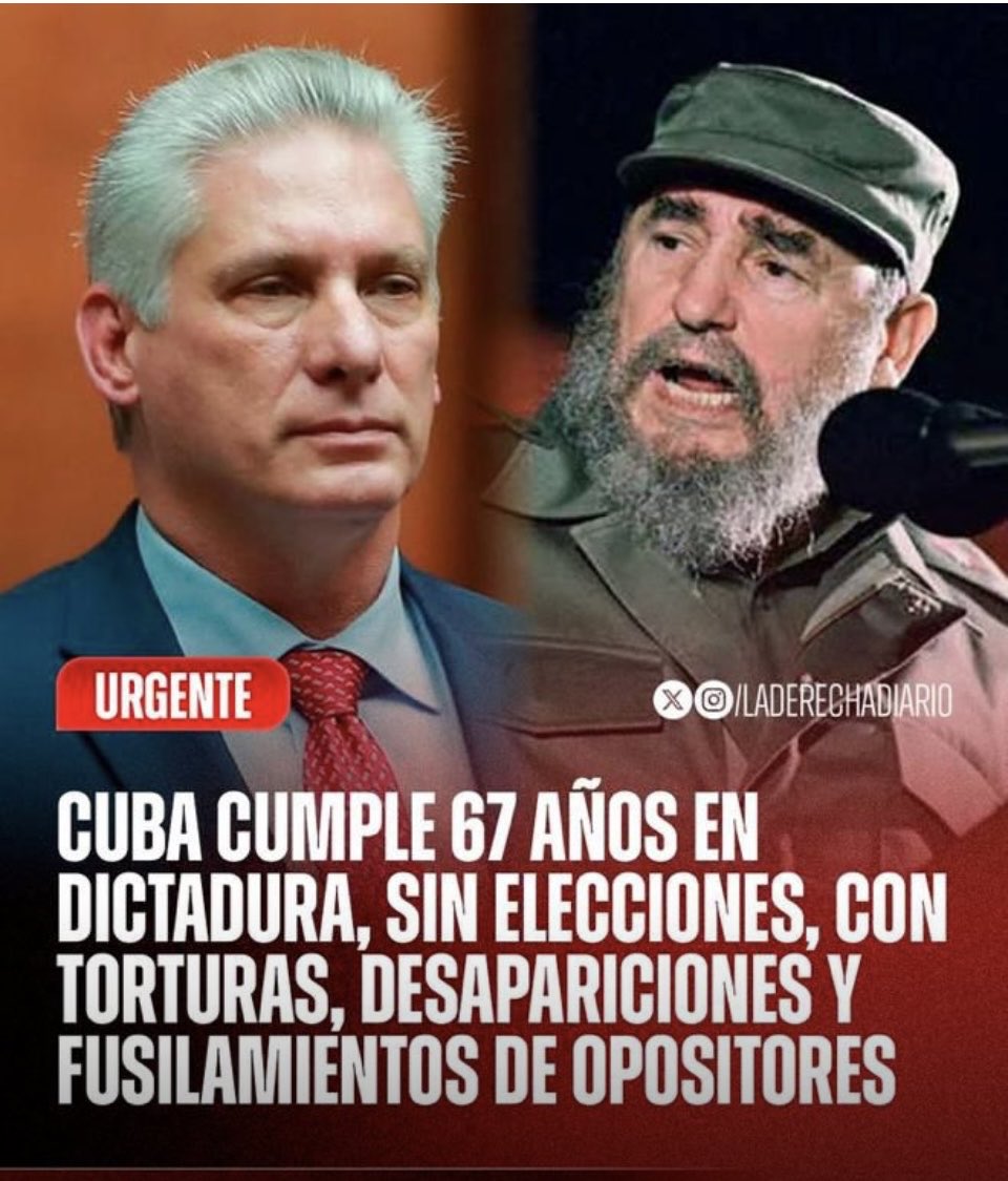 El comunismo en #Cuba cumple 67 años en el poder y allí seguirá por siempre de no mediar un milagro como el que está sucediendo en #Venezuela. Se autodenominan revolucionarios,pero no son sino fascistas, delincuentes y ultraconservadores.