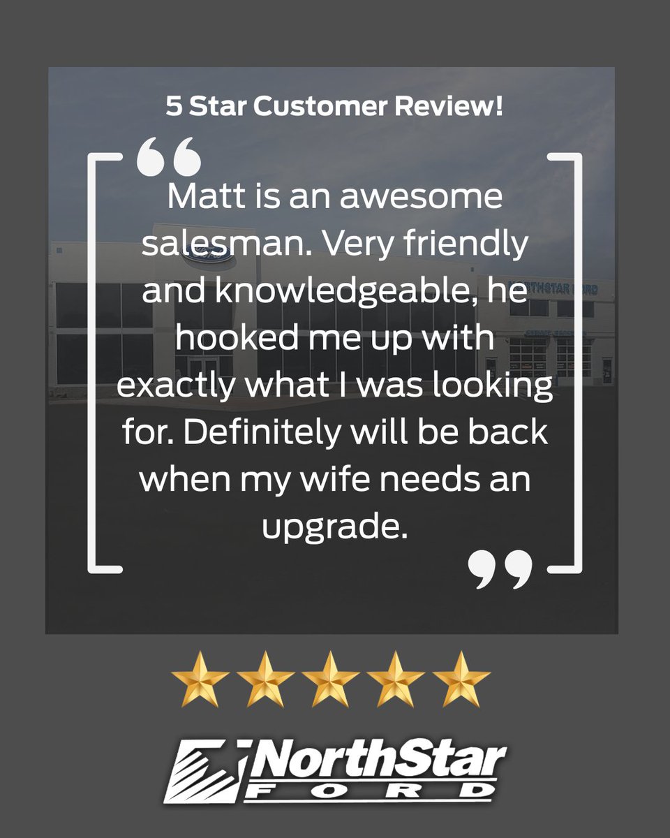 ⭐⭐⭐⭐⭐ Another 5-star experience at NorthStar Ford!
Thank you for choosing our team.

#NorthStarFord #Duluth #Minnesota #TwinPorts #Ford