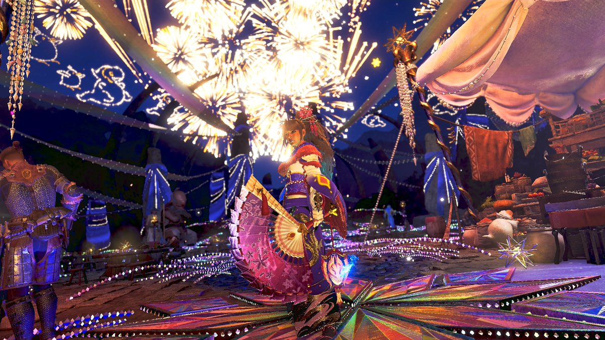tomdog0320's tweet photo. 現在交わりの祭事・祝謡の儀が開催中ですが、正月なので昔に作った和服系の重ね着「ゆたけき夏の慕情なり」で撮影して遊んでみました。
　　【春寒や慶びを冀ひけり】
#モンハンワイルズ
#重ね着
#重ね着コーデ
#モンハン重ね着 https://t.co/9pMPp3bvfQ
