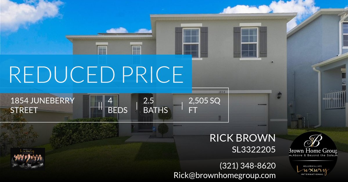 BtheKeyRE's tweet image. 📍 Reduced Price 📍 This recently reduced home at 1854 Juneberry Street in Clermont won't last long, so, don't wait to set up a showing! Reach out here or at (321) 348-8620 for more information!

Thanks,

Rick A. Brown PA, CDPE, CR... homeforsale.at/1854_JUNEBERRY…