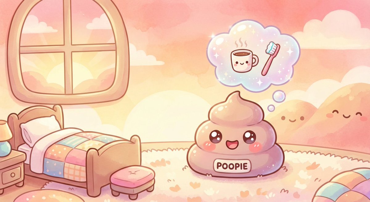 poopierhymes's tweet photo. Morning routine got you groggy? π΄ Poopie's here to make it less foggy! π© Rise and shine, this coin's divine! β¨ #POOPIE #DailyGrind https://t.co/YlCMLiHUXf