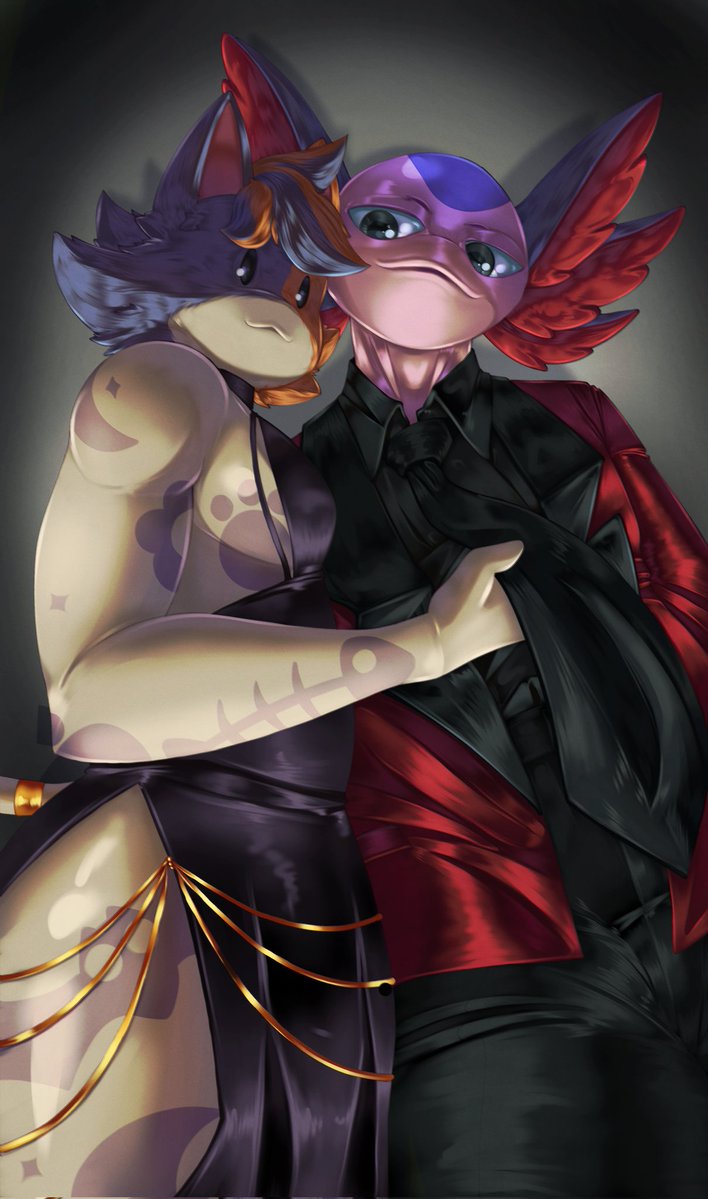 ComposedKarma72's tweet image. Encontré una imagen con una pose durísima, por lo que decidí pedirla con las skins que más me gustan.
También decidimos intentar poner  ojos realistas a Cate y se ven muy bien!
Muchas gracias @MMMeljpeg por estos increíbles dibujos!
#Axo #CateMeowdy