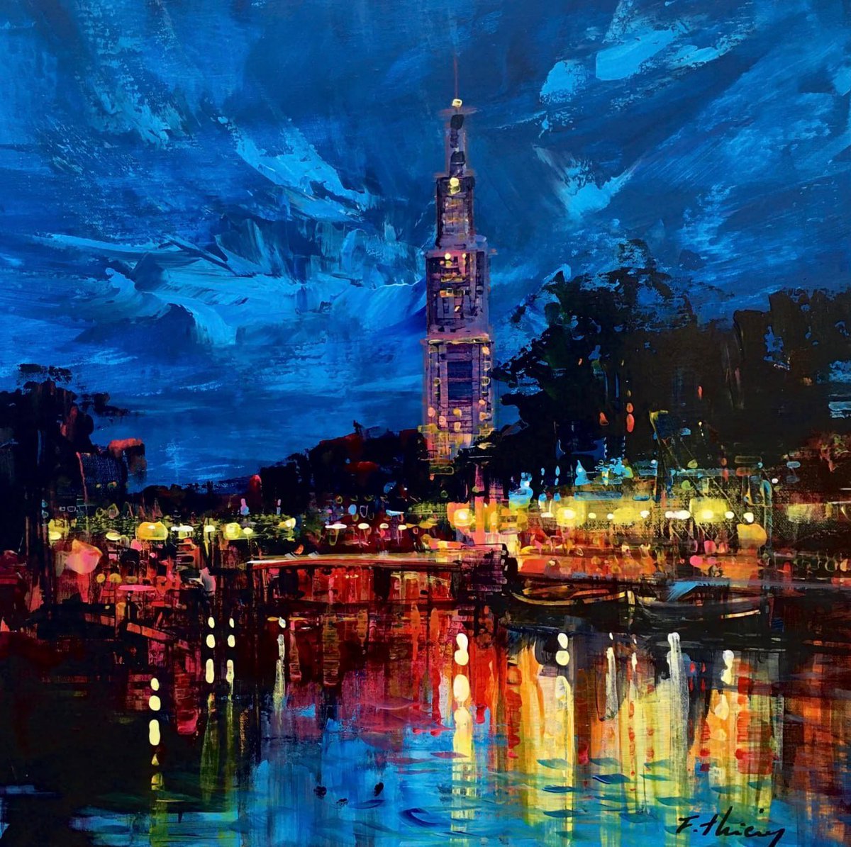 tinymonaa's tweet image. Calm night, bright lights, soft dreams.✨🌙