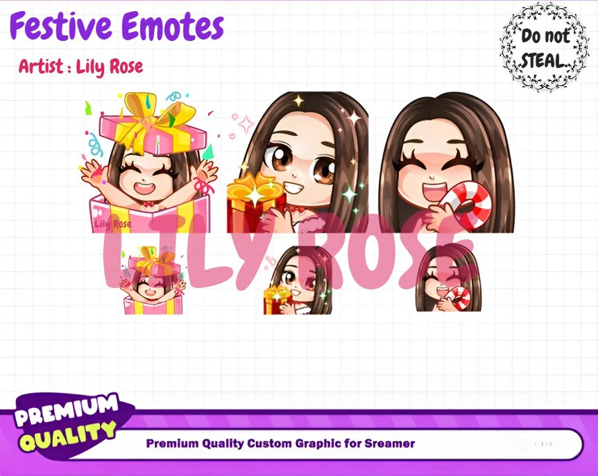 LilyRose191's tweet photo. Made a small festive emote set for the holidays 🎁
Really enjoyed working on the expressions and cozy details to give them a fun, cheerful vibe. If you’d like cute, expressive emotes like these for your channel, my commissions are open feel free to DM me!
#emotes #Commission https://t.co/EwuSUuW4Zg