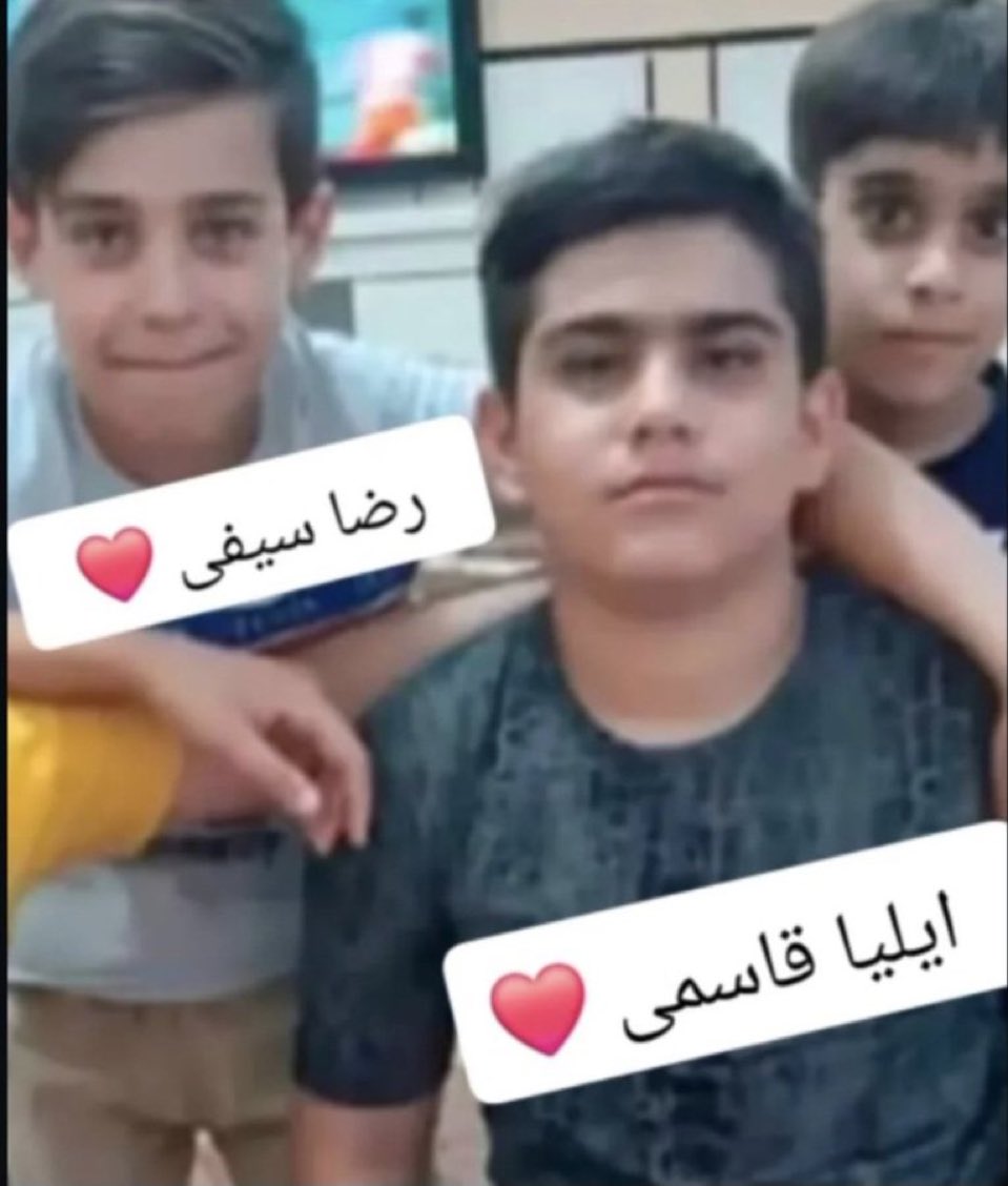 Reza Seifi and Ilia Ghasemi are KIDS, children who were arrested and kidnapped by regime forces for participating in protests in Dehloran, Lorestan.
Let me repeat this again: KIDS are being arrested in Iran. Literal CHILDREN.

And yet this is being ignored. Erased. Whitewashed.
