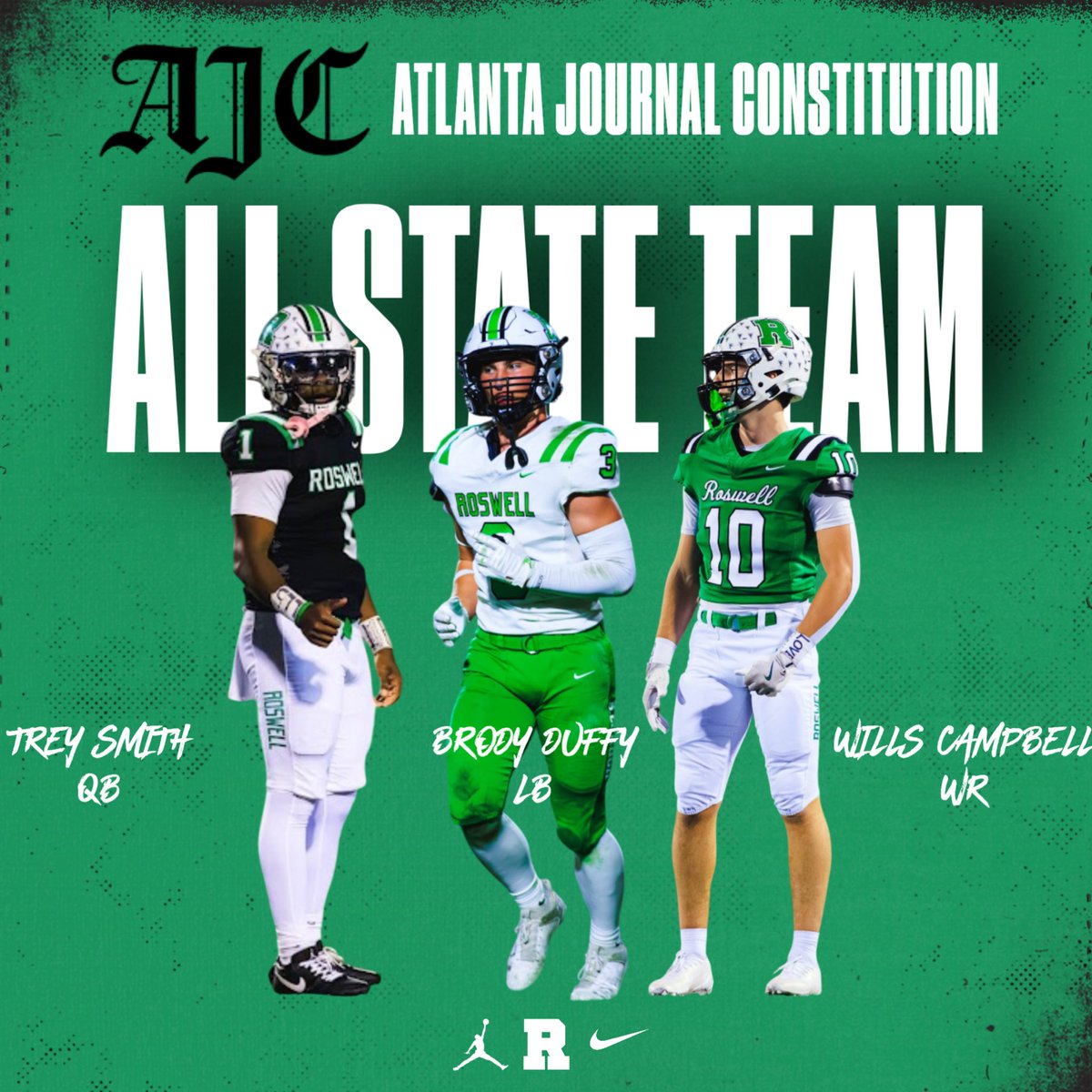 Roswell_FB's tweet image. #Team76 keeps it going! Congrats to @_treysmith1 @brody_duffy45 @WillsCampbell24 for being selected to @ajc All State 5A Team!

ajc.com/sports/2025/12…