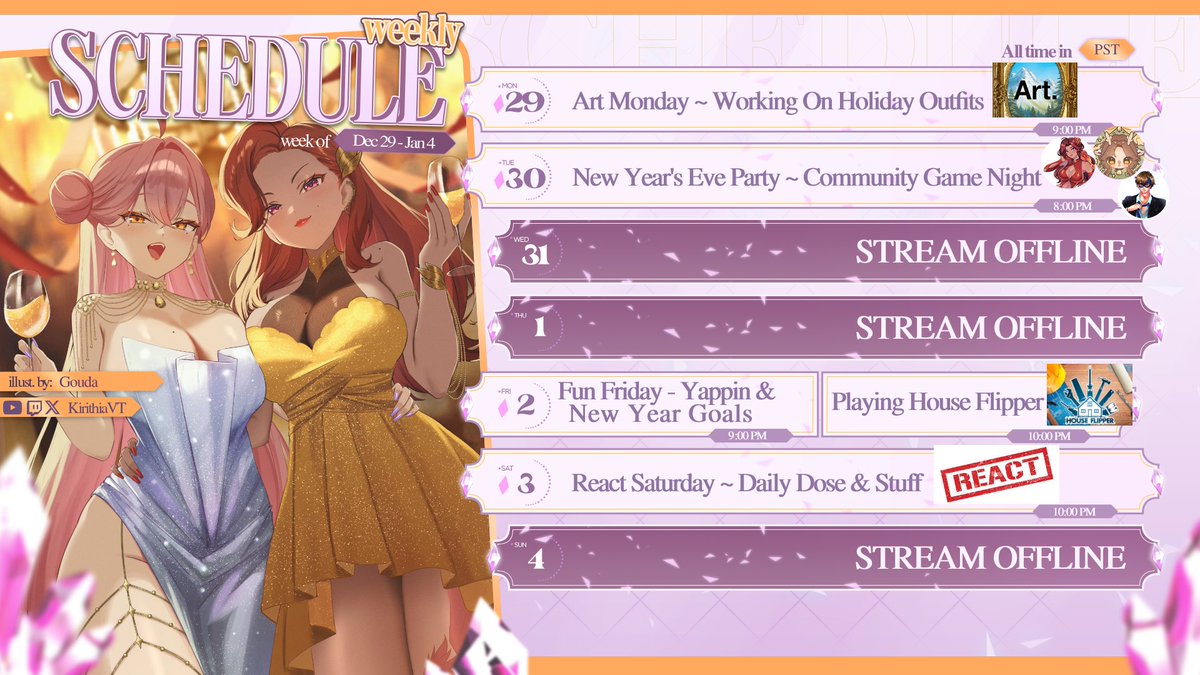 What's this??? A Schedule??? I know we're more than halfway through the week, but at least it's out now, right?? T^T Streaming tonight! Come say hi!!