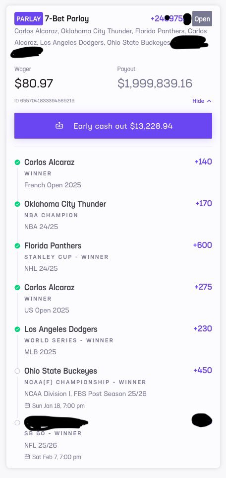 HRUnityLoveRock's tweet image. Just missed historic parlay! At one point I turned down a $180k cash out offer from @HardRockBet. 💸

Please use the link below so I can try again! Free $50 bonus $! 

hrb.onelink.me/aSsa/r31x99xa