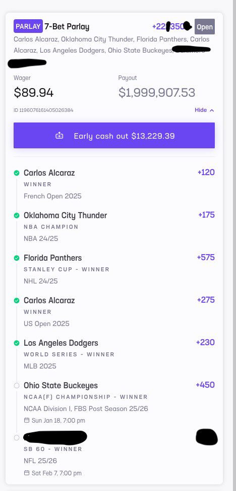 HRUnityLoveRock's tweet image. Just missed historic parlay! At one point I turned down a $180k cash out offer from @HardRockBet. 💸

Please use the link below so I can try again! Free $50 bonus $! 

hrb.onelink.me/aSsa/r31x99xa