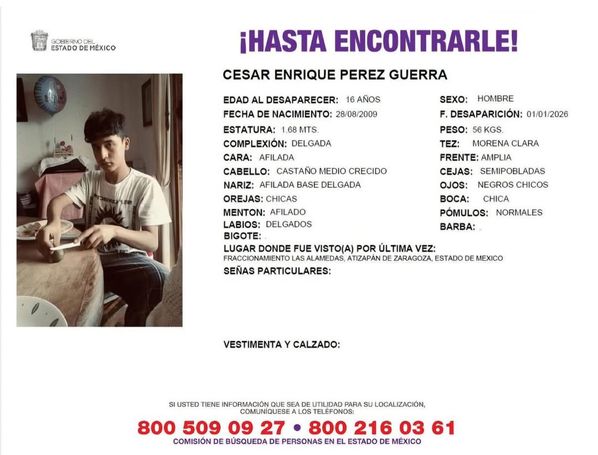 Desaparecido tu ayuda es muy importante