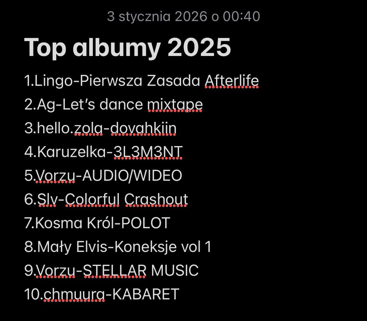 zrobiłem takom liste polskich albumów W czy L?