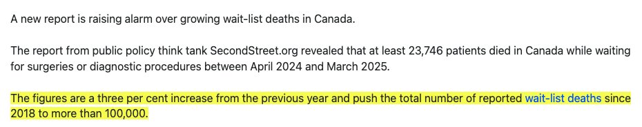 CANADIAN HEALTH CARE, LADIES AND GENTLEMEN:
Feb 2025: 
My wife is having heart palpitations, goes to her doctor and gets a referral to a cardiologist for tests... no availability for 5 MONTHS!
July 2025: 
Wife finally gets in for tests, does a series of them over a few days.