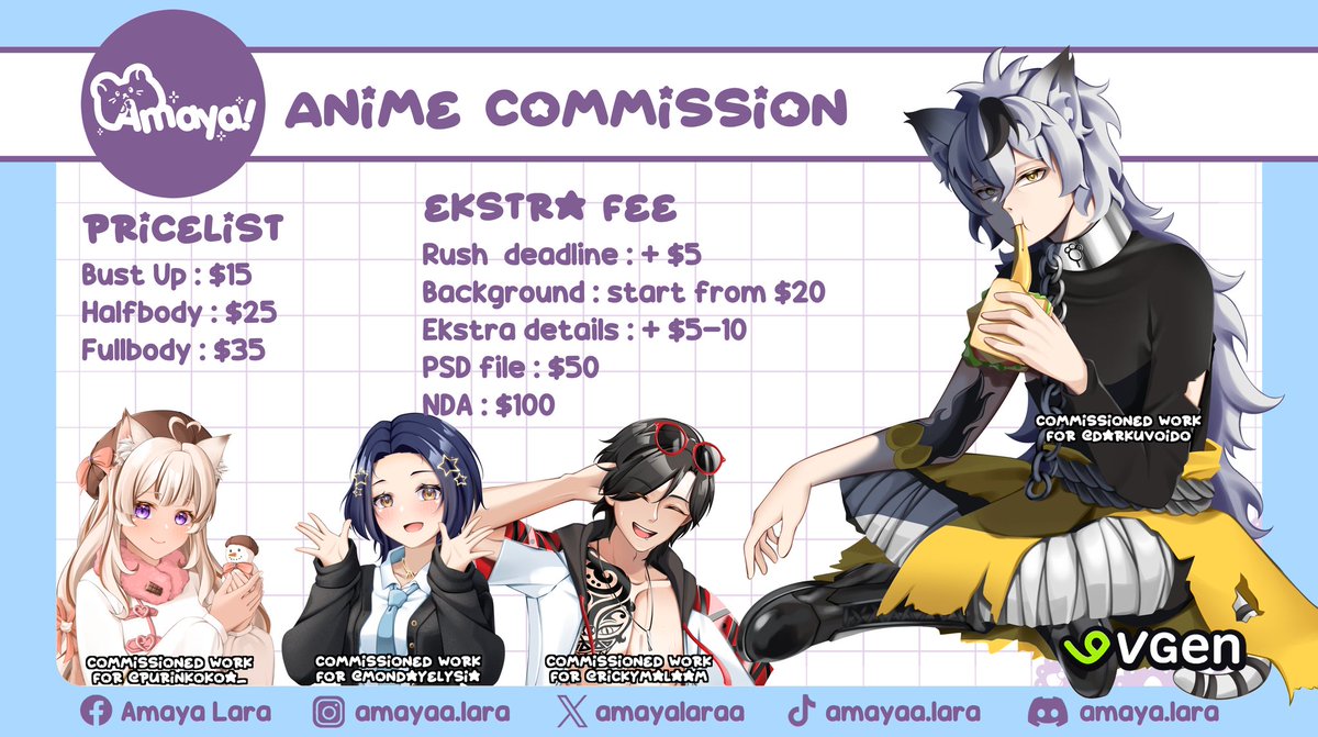 amayalaraa's tweet photo. ✨️Retweet are appreciated ���️
Commission open both local 🇮🇩 and international
Feel free to contact me on X or Discord : amaya.lara 

Read ToS on Vgen, check vgen link and waitinglist information below

#VGen #VGenComms
#commissionopen #VGenOpen https://t.co/MkG707lt3M