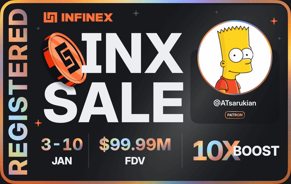 I'm registered for the <a href="/infinex/">Infinex</a> sale - $99.99M FDV, 3-10 Jan, 2026