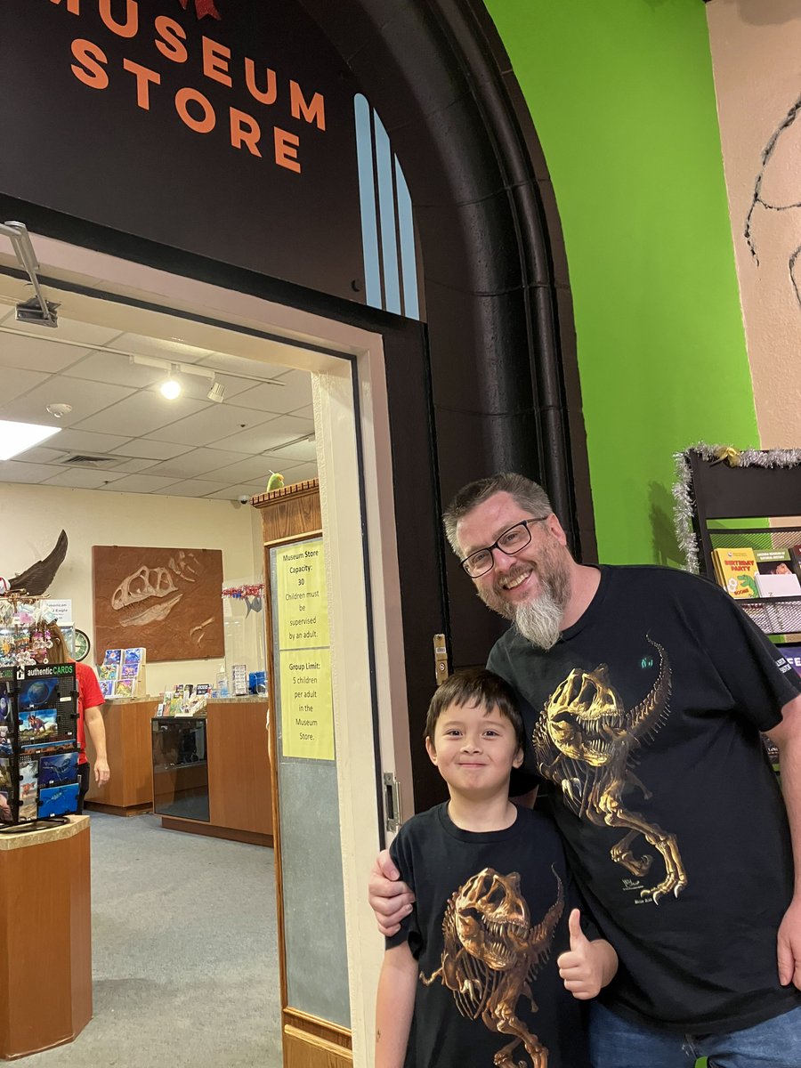 AZMNH's tweet image. When your museum visit comes with matching dinosaur shirts!
AZMNH members Jeremy and his son picked these up in the Museum Store turning a great day at the museum into a memory they’ll keep wearing. my.mesaaz.gov/3MOum9U