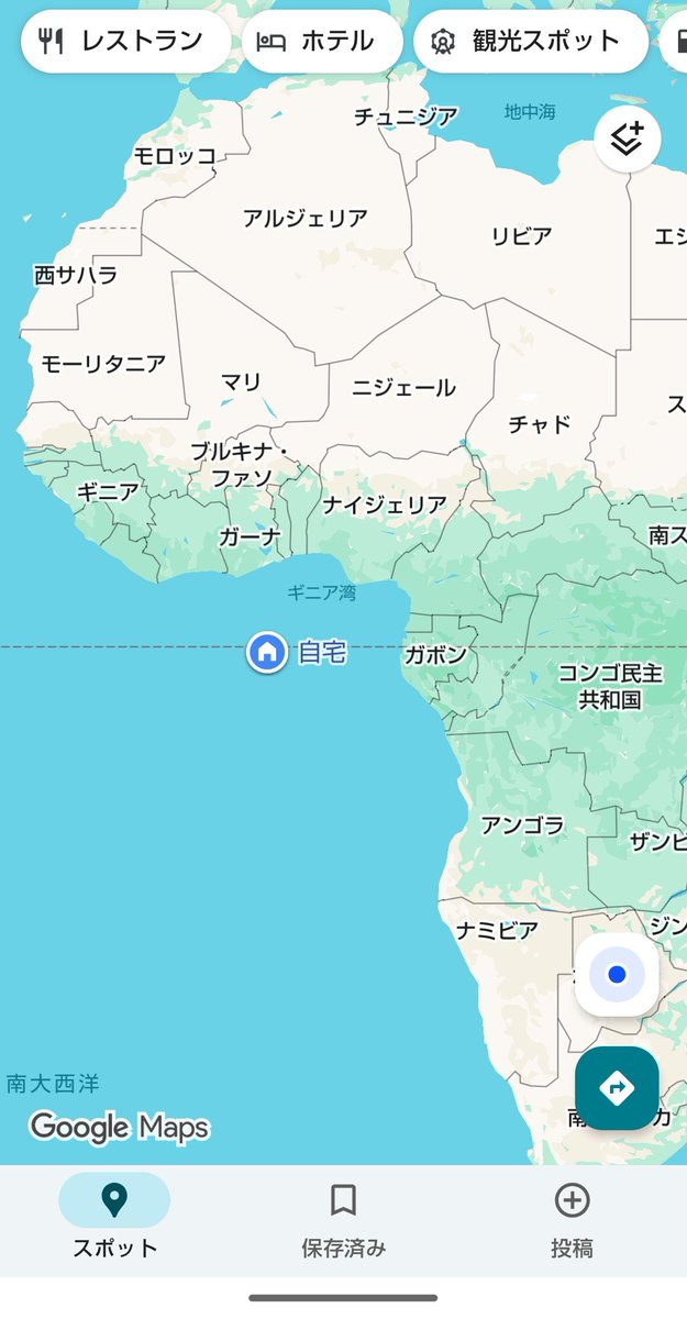 何気なくGoogleマップ見てたら、わけわからんところに自宅があった。