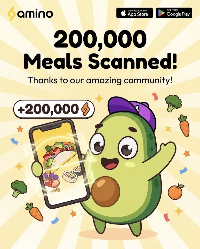 aminoai's tweet image. 200,000 meals scanned on Amino! 🎉 

Huge thank you to our community for trusting us with your daily habits.