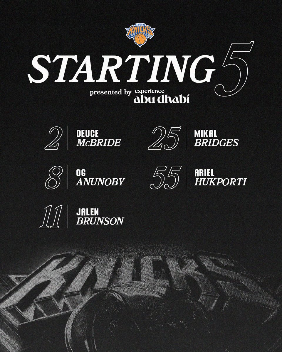 nyknicks's tweet image. first friday night knicks lineup of 2026 🫡