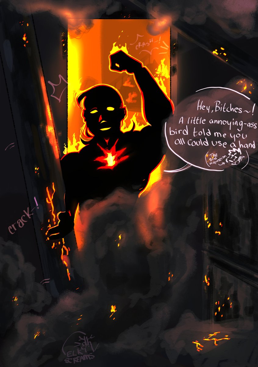 elkscreams's tweet image. The hero we didn't ask for 🔥

#flambae #dispatchfanart #di