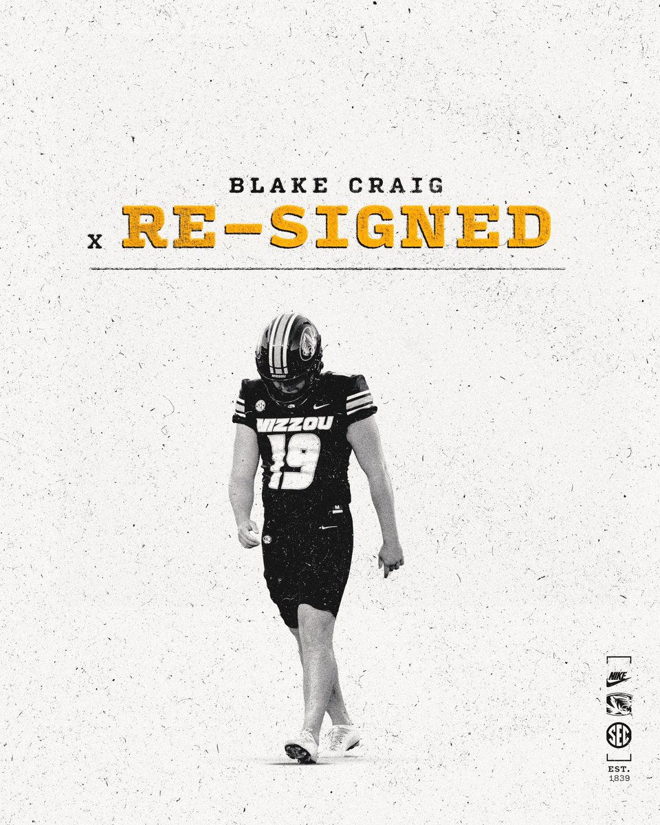 MizzouFootball's tweet photo. Blake Craig is a Missouri Tiger. 

✍️ @blake_craig19 

#NEWWAY | #TheMizzouWay https://t.co/wsMf9bZD2o