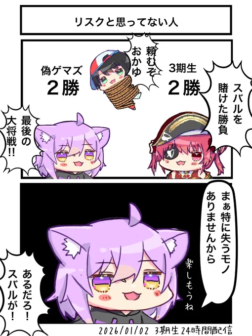 リスクと思ってない人
#新春3期生24時間配信 
#絵かゆ #プロテインザスバル 