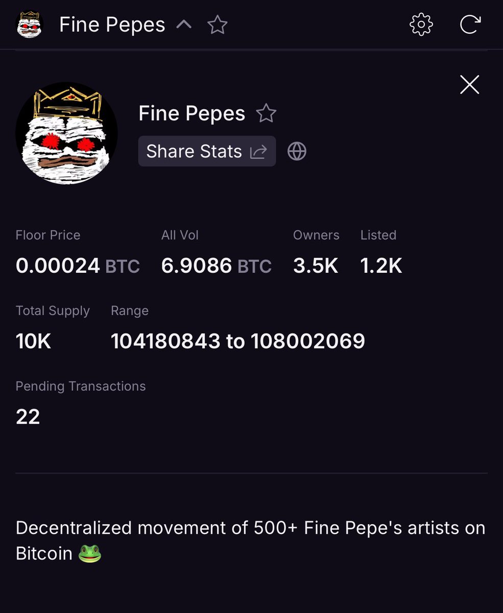 The Fine PepeFPs might play a significant role in the next ordinals run, I feel

Something about them

I also tend to have a soft spot for bear market creations anyway

&amp; artist(s) is worth supporting also