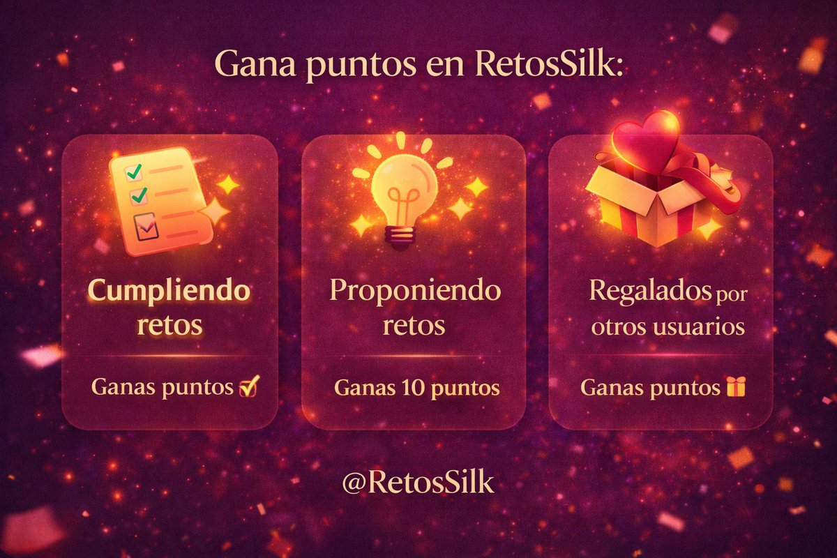Así funciona el sistema de puntos.

Cumple retos, propón nuevos o recibe regalos de otros usuarios. El juego decide cuánto ganas 😉