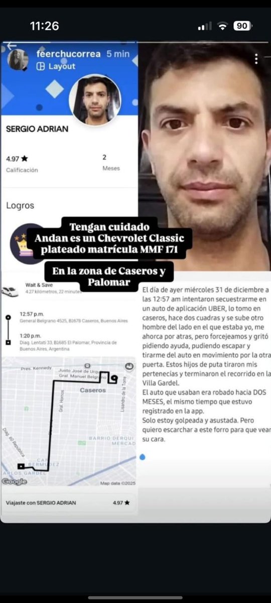 Por favor RT!!!
Este HDP quiso secuestrar a una chica en Caseros!!. Es un Uber
#Uber