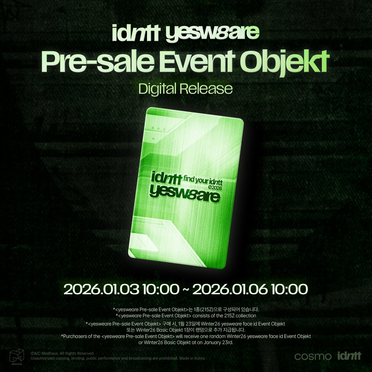 idntt 'yesweare Pre-sale' Event Objekt Digital Release