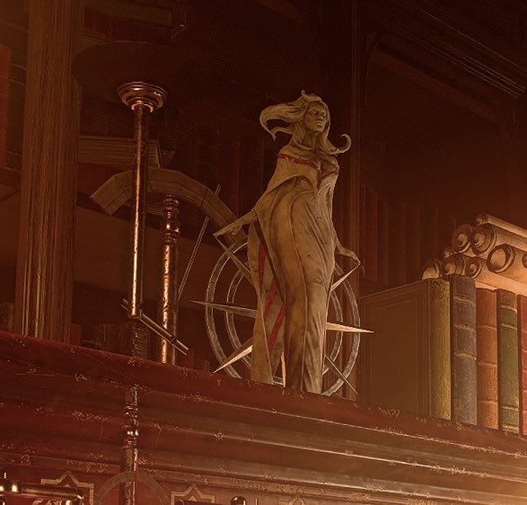 1sinciair1's tweet image. wdym gale has a statue of mystra on his desk
