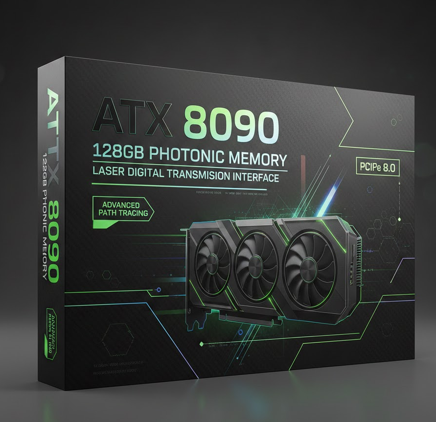 ATX 8090 – TECH SPECS (PHOTONIC GPU)
Architecture:
Hybrid Silicon-Photonic Digital GPU
Compute:
• ~120.000 Photonic Shader Units
• 2.048 Tensor Cores (Gen-P)
• 512 Path Tracing Cores 
Memory:
• 128 GB Photonic Memory
<a href="/HardwareDealz/">HardwareDealz</a> <a href="/NVIDIAGeForceDE/">NVIDIA GeForce DE</a> 😅😂